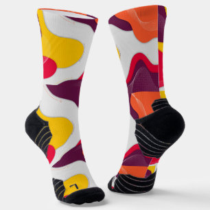 Bold Retro Abstract Colorwave Socks