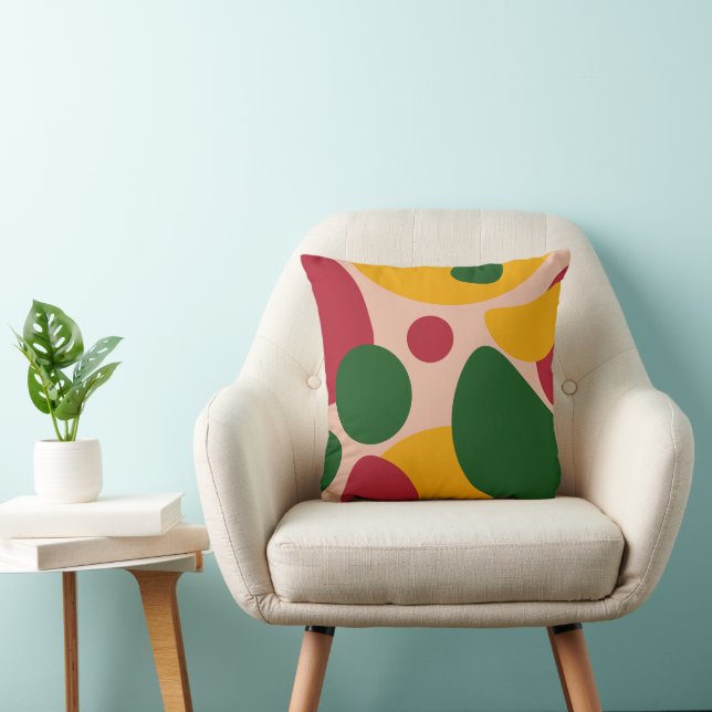 Bold Retro Abstract Shapes Pattern  Throw Pillow (Chair)