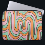 Bold Retro Abstract Wavy Lines  Laptop Sleeve<br><div class="desc">Boho 70's style abstract pink orange green wavy lines laptop case. A 60's and 70's style vibe.</div>