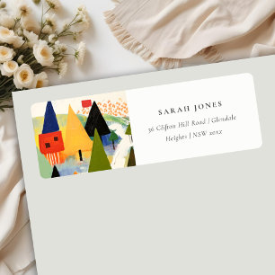 Bold Retro Abstrait Christmas Landscape Adresse