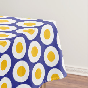 Bold Retro Bright Red White Teal Geometric Pattern Tablecloth