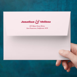 Bold Retro Chic Viva Magenta and Pink Wedding Envelope
