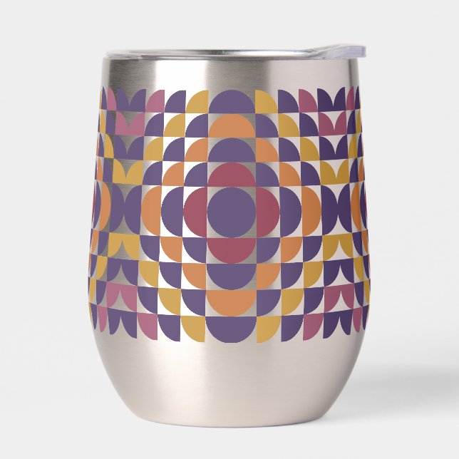 Bold Retro Circles Stemless Wine Tumbler (Left)