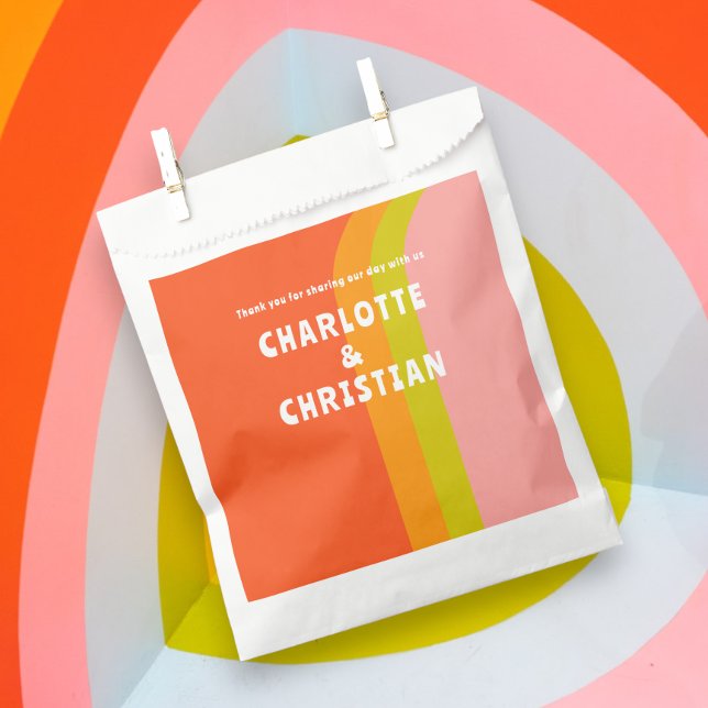 Bold Retro Citrus Wedding Favour Bag (Bold Retro Citrus Wedding Favor Bag. Personalized with your own text. Favor bags from Ricaso)