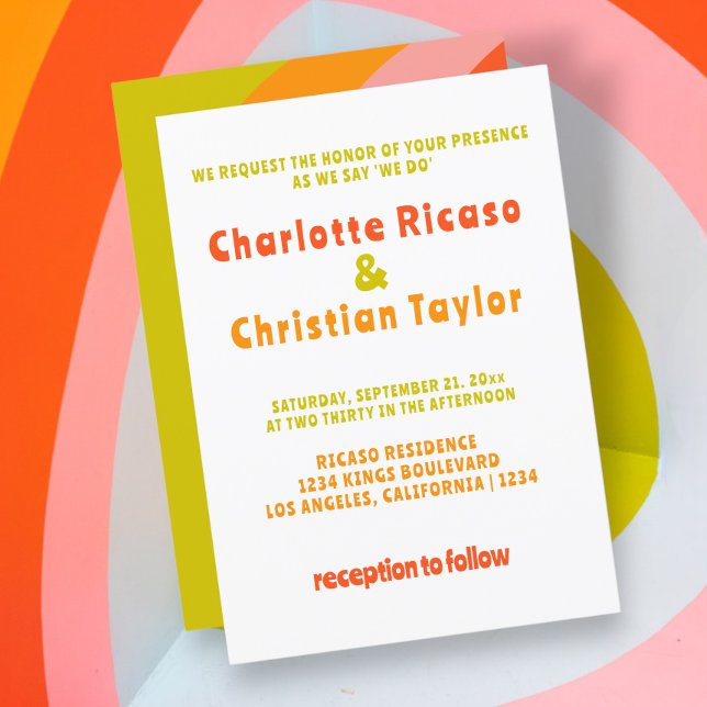 Bold Retro Citrus Wedding Invitation (Bold Retro Citrus Wedding Invitation from Ricaso. For the couple that are brave and bold.)