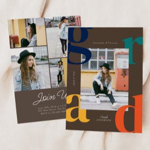 Bold Retro Class of 2024 Graduation Invitation