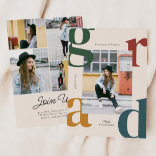Bold Retro Class of 2024 Graduation Invitation