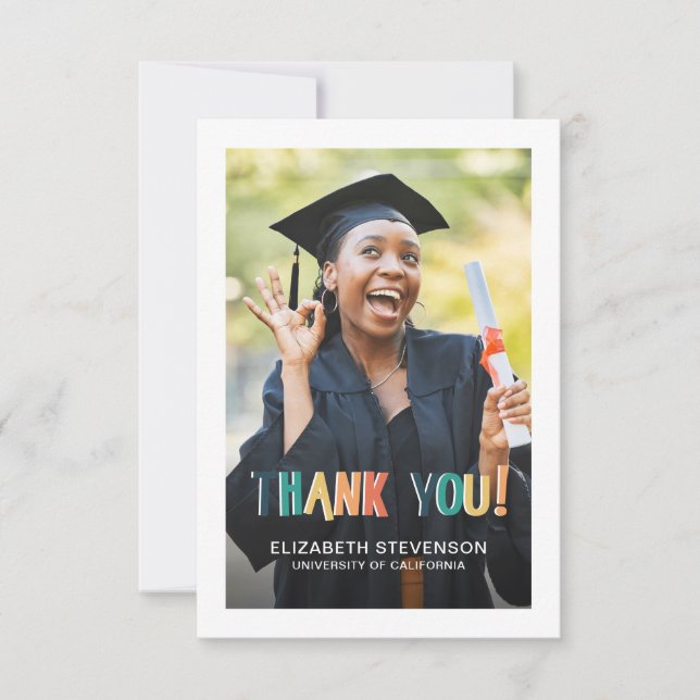 Bold retro colours Graduation thank you photo (Front)