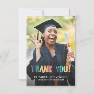 Bold retro colours Graduation thank you photo