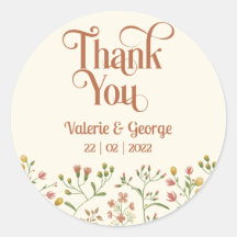 Bold Retro Earthy Tones | Thank You Round Sticker