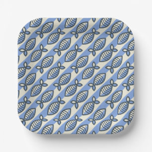 Bold retro fish blue paper plate