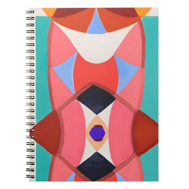 Bold Retro Geometric Kaleidoscope Art Notebook (Front)