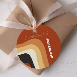 Bold Retro Groovy 70s Boho Wedding Love & Thanks Favour Tags