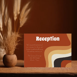 Bold Retro Groovy 70s Wavy Boho Wedding Reception Enclosure Card