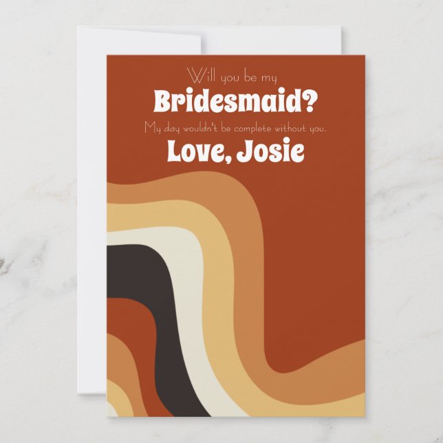Bold Retro Groovy 70s Will You Be My Bridesmaid Invitation (Front)