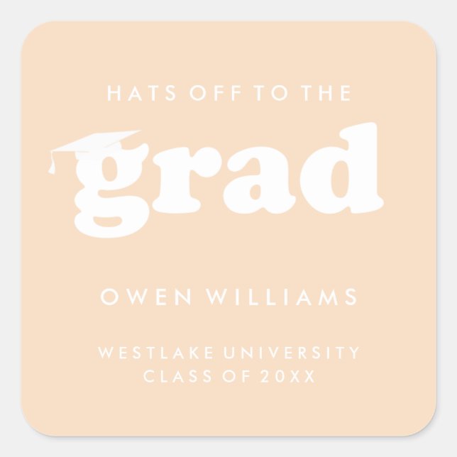 BOLD RETRO HATS OFF TO THE GRAD GRADUATION STICKER (Front)
