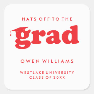 BOLD RETRO HATS OFF TO THE GRAD GRADUATION STICKER