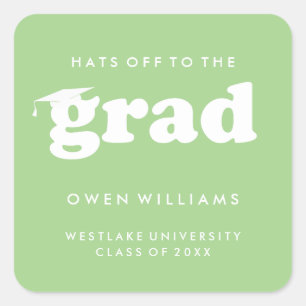 BOLD RETRO HATS OFF TO THE GRAD GRADUATION STICKER