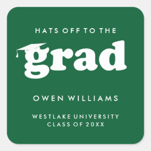 BOLD RETRO HATS OFF TO THE GRAD GRADUATION STICKER