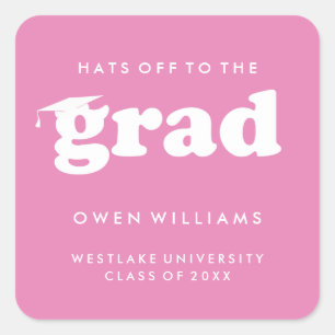 BOLD RETRO HATS OFF TO THE GRAD GRADUATION STICKER