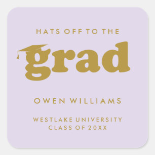 BOLD RETRO HATS OFF TO THE GRAD GRADUATION STICKER