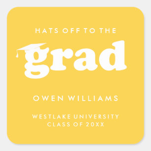 BOLD RETRO HATS OFF TO THE GRAD GRADUATION STICKER