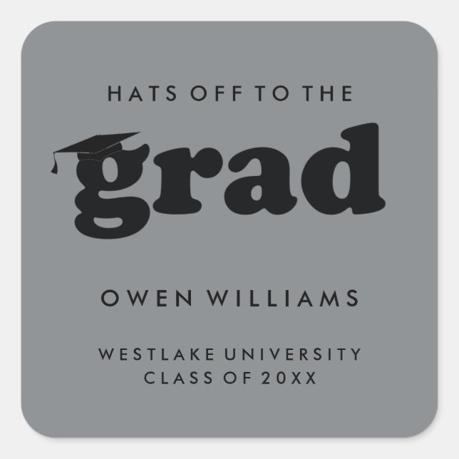 BOLD RETRO HATS OFF TO THE GRAD GRADUATION STICKER (Front)