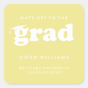 BOLD RETRO HATS OFF TO THE GRAD GRADUATION STICKER
