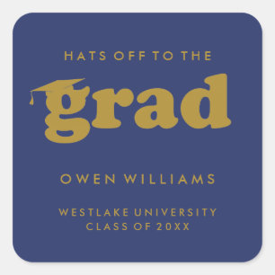 BOLD RETRO HATS OFF TO THE GRAD GRADUATION STICKER