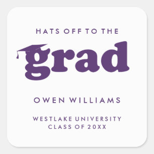 BOLD RETRO HATS OFF TO THE GRAD GRADUATION STICKER