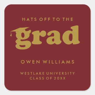 BOLD RETRO HATS OFF TO THE GRAD GRADUATION STICKER