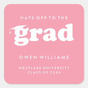 BOLD RETRO HATS OFF TO THE GRAD GRADUATION STICKER