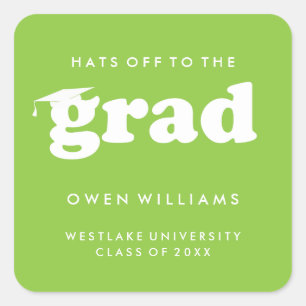 BOLD RETRO HATS OFF TO THE GRAD GRADUATION STICKER