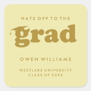 BOLD RETRO HATS OFF TO THE GRAD GRADUATION STICKER