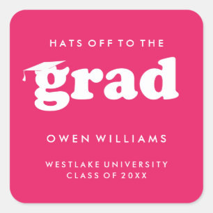 BOLD RETRO HATS OFF TO THE GRAD GRADUATION STICKER
