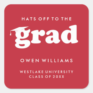 BOLD RETRO HATS OFF TO THE GRAD GRADUATION STICKER