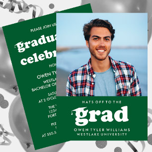 BOLD RETRO HATS OFF TO THE GRAD PHOTO GRAD INVITE