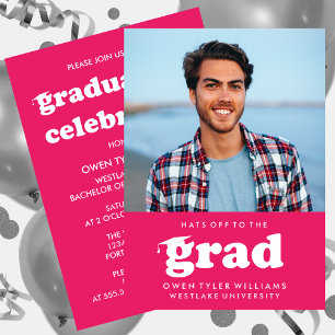 BOLD RETRO HATS OFF TO THE GRAD PHOTO GRAD INVITE