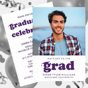 BOLD RETRO HATS OFF TO THE GRAD PHOTO GRAD INVITE