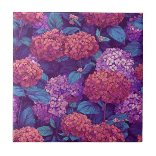 Bold Retro Hydrangeas Tiles For Artful Floors