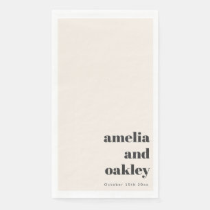 Bold Retro Ivory Wedding Powder Room Personalized Napkin