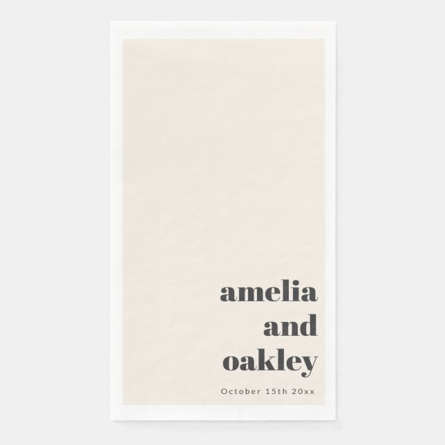 Bold Retro Ivory Wedding Powder Room Personalized Napkin (Front)