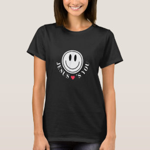 BOLD Retro Jesus Loves Happy Face Gift Bible Chris T-Shirt