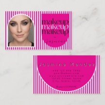 Bold Retro Makeup Artist Pink White Photo Stripes