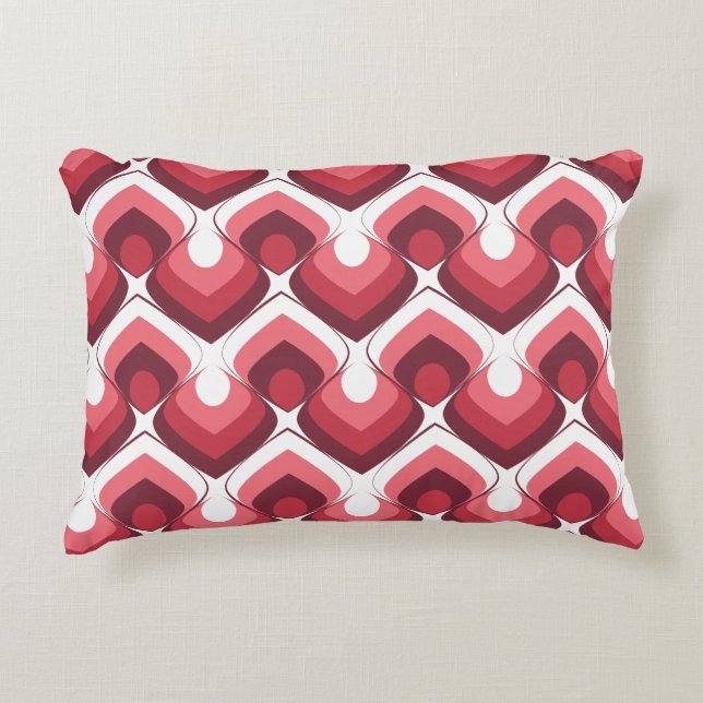Bold Retro Modern Motif in Pinks Accent Pillow (Front)