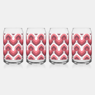 Bold Retro Modern Motif in Pinks Can Glass