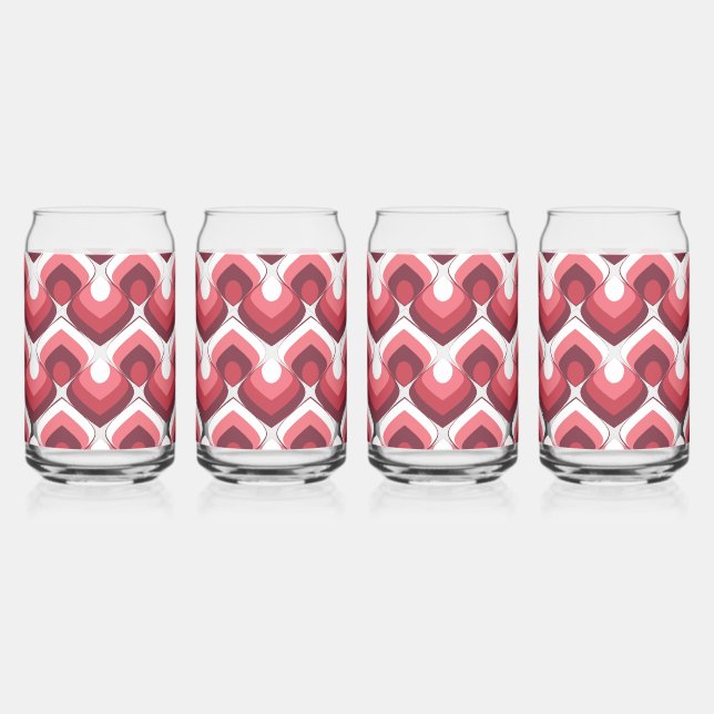 Bold Retro Modern Motif in Pinks Can Glass (Right)