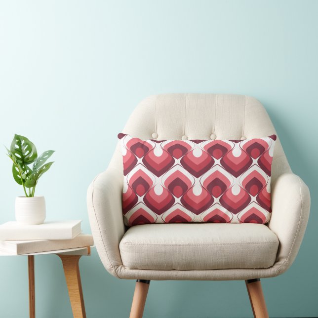 Bold Retro Modern Motif in Pinks Lumbar Pillow (Chair)
