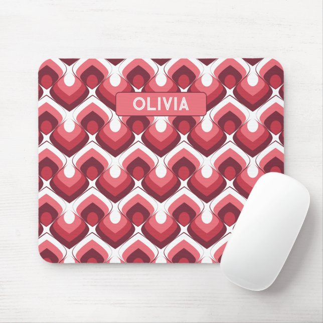 Bold Retro Modern Motif in Pinks Mouse Pad (With Mouse)