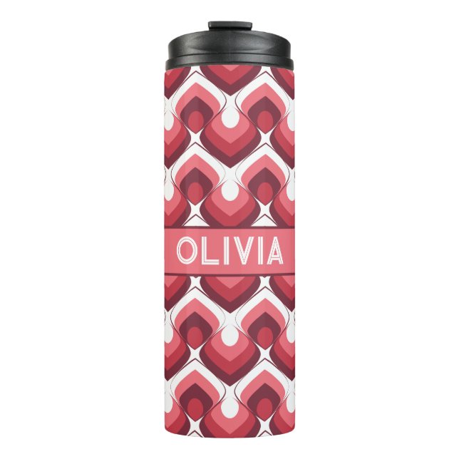 Bold Retro Modern Motif in Pinks Thermal Tumbler (Front)